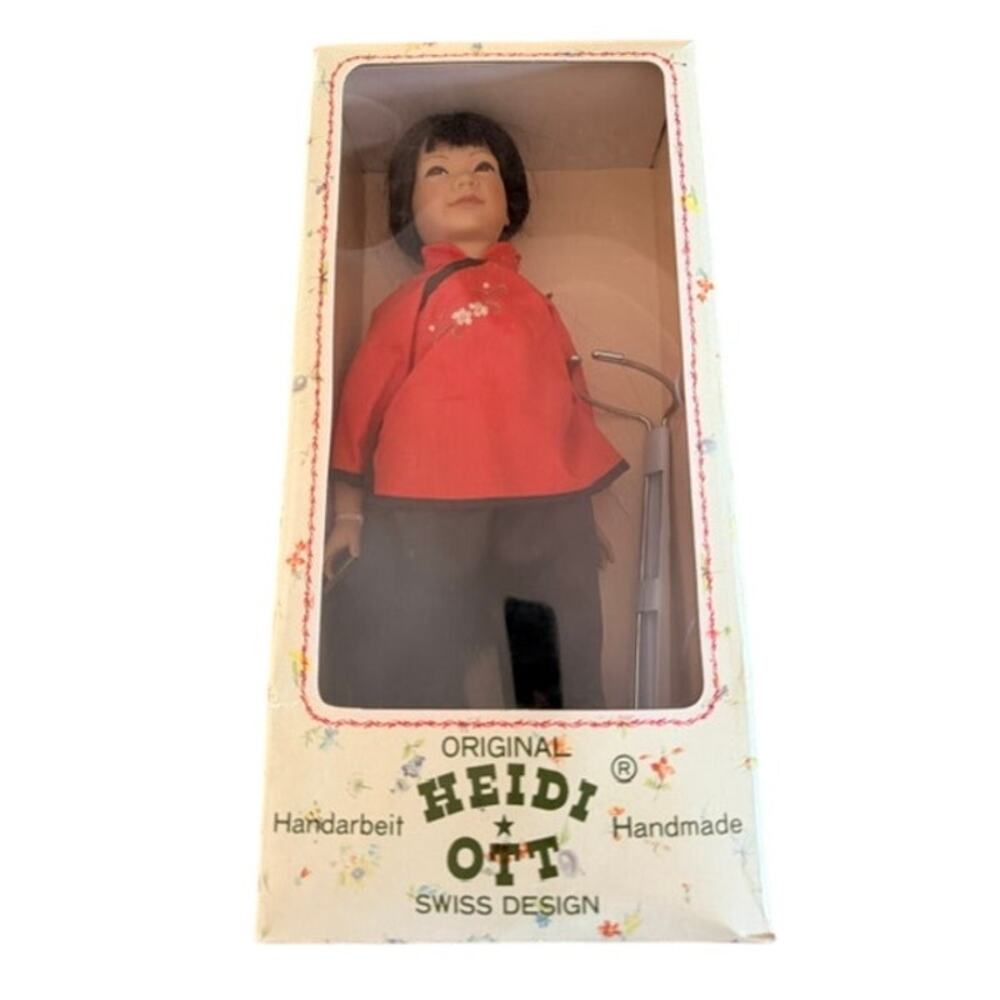 Original Heidi Ott Handmade Swiss Design Asian Girl Doll w/ Box